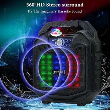 VerkTop Karaoke Machine with Bluetooth & Disco Lights