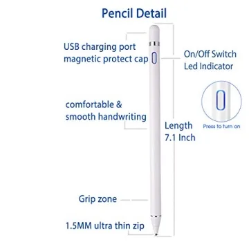 Stylus Pen for Touch Screens - Rechargeable Fine Point