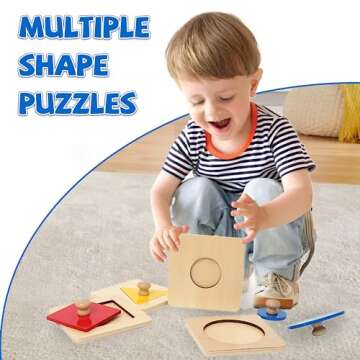 Montesoori Baby Toys Puzzles Colorful Multiple Shape Puzzles Toys for 6-12 Months 1 2 3 Years Old Toddlers (4 Pieces)