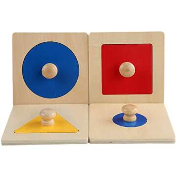 Montesoori Baby Toys Puzzles Colorful Multiple Shape Puzzles Toys for 6-12 Months 1 2 3 Years Old Toddlers (4 Pieces)