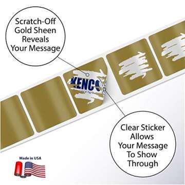 Kenco Scratch Off Stickers - Silver Scratch Off Labels Stickers - Made in The USA (GOLD 2" CIRCLE, 100 STICKERS)