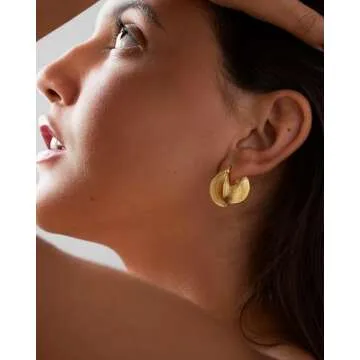 koperin Gold Dangle Hoops Earrings - Lightweight, 14K Gold Plated, Hypoallergenic for Women