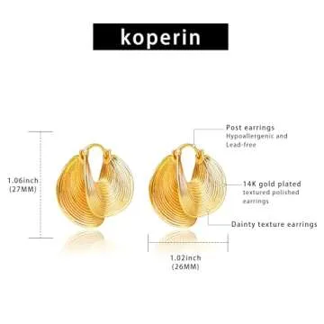 Lightweight Koperin Gold Dangle Hoops Earrings for Women