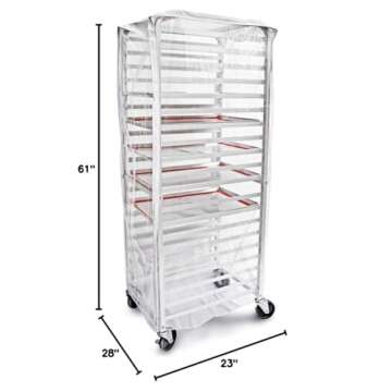 New Star Foodservice 36565 Commercial-Grade Sheet Pan/Bun Pan Rack Cover, Plastic, 20-Tier, 28" L x 23" W x 61" H, Clear