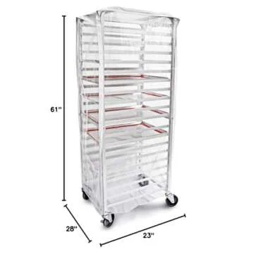 New Star Foodservice 36565 Commercial-Grade Sheet Pan/Bun Pan Rack Cover, Plastic, 20-Tier, 28" L x 23" W x 61" H, Clear
