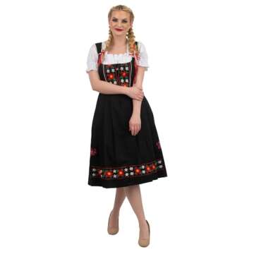 Dirndl Trachten Haus 3-Piece Long German Wear Party Oktoberfest Waitress Dress 2 32 Black
