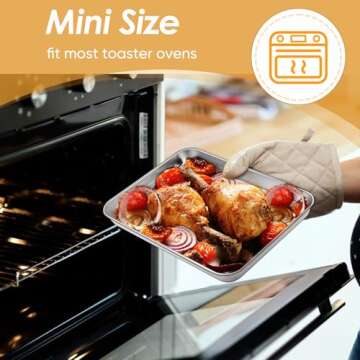 TeamFar Toaster Oven Tray & Rack Set - Healthy Cooking Essential