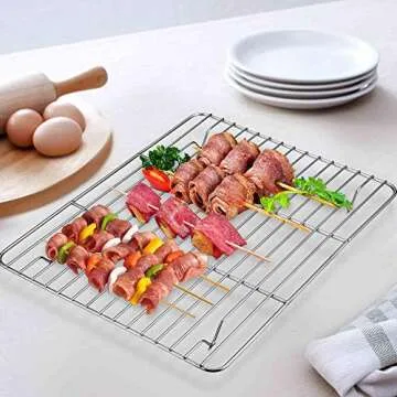 TeamFar Toaster Oven Tray & Rack Set - Healthy Cooking Essential