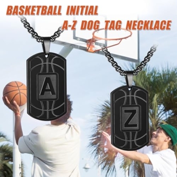 Basketball Initial Necklace - Personalized Gift for Men