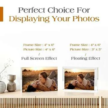 Picture Frames Acrylic, TWING 3 Pack 4 x 6 Acrylic Frame, Horizontal Magnet Double Sided 4x6 Picture Frame, 10+10MM Thick Clear Frameless Desktop Display Self Standing Magnetic Acrylic Block Photo