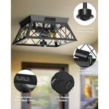Redluck Outdoor Ceiling Light - Motion Sensor & Dusk to Dawn