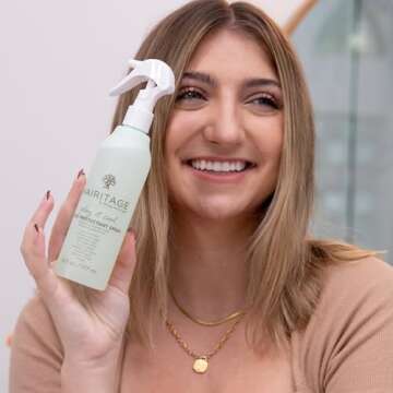 Hairitage Ceramic Tourmaline Flat Iron and Curler 2 in 1 + Heat Protectant Spray for Hair - Mother's Day Gift Set - 1.25 Inch Automatic Airflow Styler - Curved Edges for Curling and Straightening