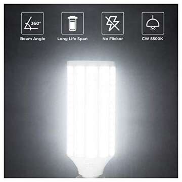 Bonlux 40W LED Corn Light Bulb, E26 Medium Screw Base LED Corn Bulb 150W 5500K CFL Daylight Full Spectrum Light Bulb Equivalent for Photography Video Garage Warehouse Street Path Lighting