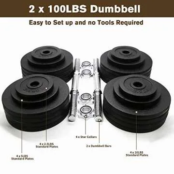 Adjustable Dumbbells Kits 200lbs for Home Fitness