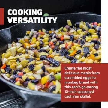 Camp Chef 12" Seasoned Cast Iron Skillet for Cooking - Durable Cookware