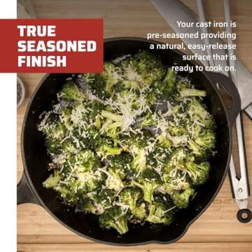 Camp Chef 12" Seasoned Cast Iron Skillet for Cooking - Durable Cookware