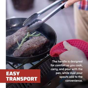 Camp Chef 12" Seasoned Cast Iron Skillet for Cooking - Durable Cookware