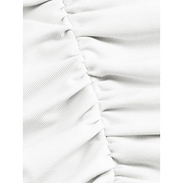 Stylish CIDER Strapless Ruched Crop Top in White