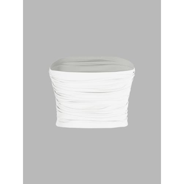 Stylish CIDER Strapless Ruched Crop Top in White