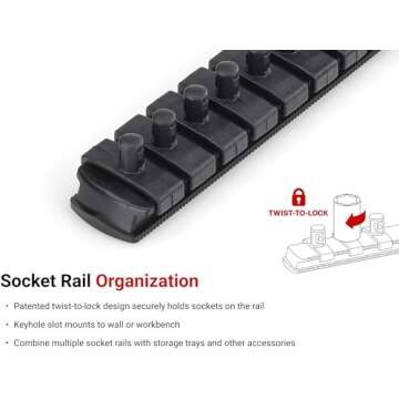 TEKTON 1/4 Inch Drive Deep 6-Point Socket Set with Rail, 11-Piece (5/32-9/16 in.) | SHD90105