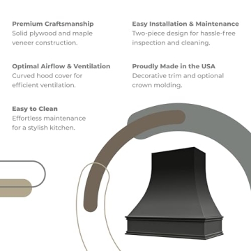 Riley & Higgs Curved Front Black Range Hood Cover - Easy Installation and Luxurious Design