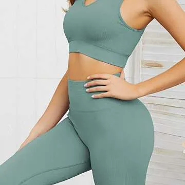 MAYROUND Seamless Ribbed Workout Set for Women