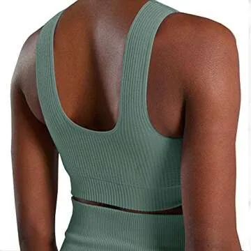 MAYROUND Seamless Ribbed Workout Set for Women