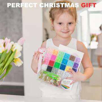 Redtwo 6200 Pcs Clay Beads Bracelet Making Kit, Flat Round Polymer Heishi Friendship Bracelet Jewelry Kit with Charms and Elastic Strings for Girls 8-12 Gifts for Kids