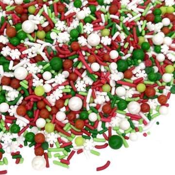 Manvscakes | Sprinkles | Christmas sprinkles | Cake sprinkles | Cookie sprinkles | 4 ounce (Red, green, white)