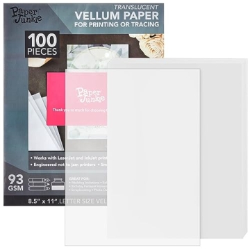 100 Sheets of 8.5 x 11 in Premium Vellum Paper for Crafting and Invitations