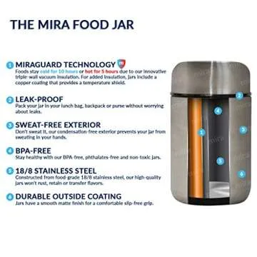 MIRA 2 Pack Insulated Food Jar Thermos for Hot Food & Soup, Compact Stainless Steel Vacuum Lunch Container, 13.5 oz, Denim, Rose Pink