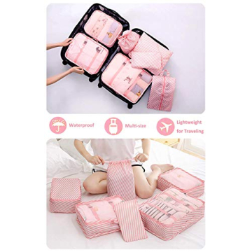 Packing Cubes for Travel - 7 Piece Set with Shoe Bag
