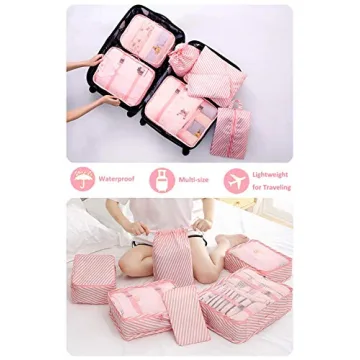 Packing Cubes for Travel - 7 Piece Set with Shoe Bag