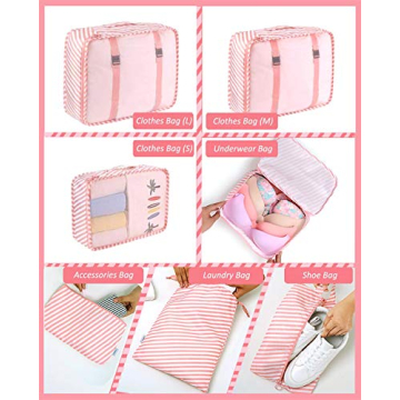 Packing Cubes for Travel - 7 Piece Set with Shoe Bag