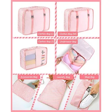 Packing Cubes for Travel - 7 Piece Set with Shoe Bag