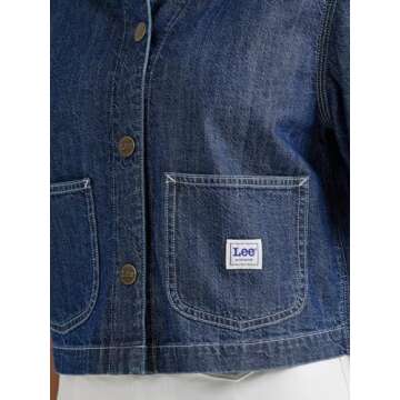 Lee Women's Legendary Short Sleeve Crop Chore Shirt X-Large Through The Woods (Dark Blue)