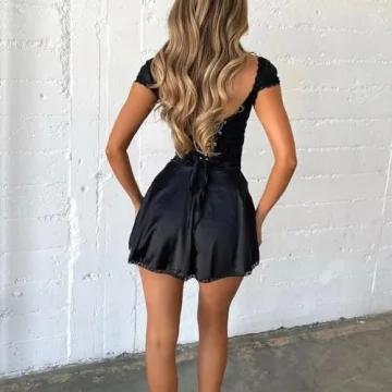 GuliriFei Black Backless Corset Mini Dress for Women