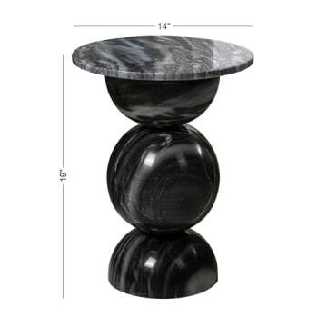 JONATHAN Y MTB1108A Aura 19" Modern Natural Marble Handmade Stacked Round Pedestal End Table for Liv...