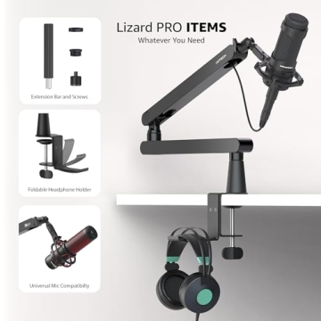 IXTECH Low Profile Mic Boom Arm Stand for Podcasters & Streamers