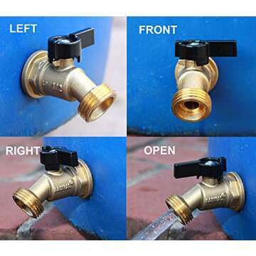 RAINPAL RBS005 Brass Water Container/Rain Barrel Quarter Turn Spigot(LF Compliant, For OPEN TOP BARRELS)