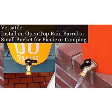 RAINPAL RBS005 Brass Water Container/Rain Barrel Quarter Turn Spigot(LF Compliant, For OPEN TOP BARRELS)