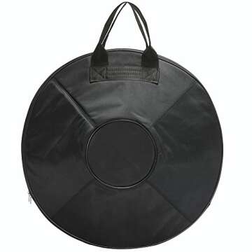 "Lark Music" hand pan in D Minor 9 notes steel hand drum + Soft Hand Pan Bag + (22.8" (58cm), Black (D Minor) 9 notes D3 A Bb C D E F G A)