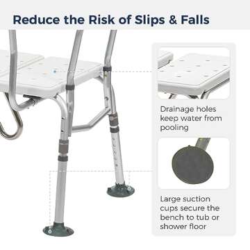 Drive Medical Splash Defense Tub Transfer Bench for Bathtub with Curtain Guard Protection, White