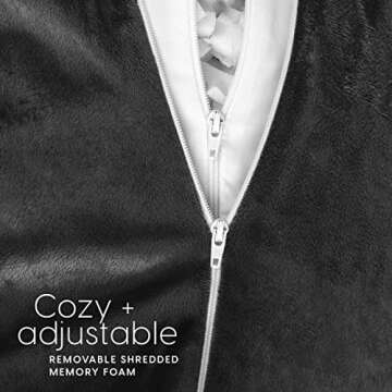 Milliard Reading Pillow with Shredded Memory Foam, Large Adult Backrest with Arms, Back Support for Sitting Up in Bed with Washable Cover (Sit up Pillow)