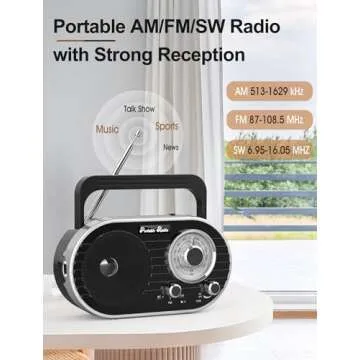 Portable AM FM SW Radio with Bluetooth,4000mAh Rechargeable Radio with Big Speaker,Flashlight,Large Knob,Earphone Jack,4 AA Battery Operated Radio,Transistor Radio with Best Reception for Home&Outdoor