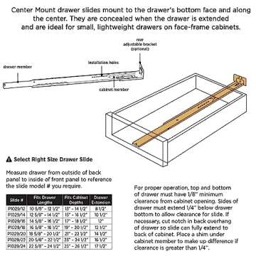 Hickory Hardware Bottom Centered Drawer Mount, Not Compatible with Side Mount Drawers, Heavy Duty Ce...
