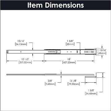 Hickory Hardware Bottom Centered Drawer Mount, Not Compatible with Side Mount Drawers, Heavy Duty Center Drawer Slide for Cabinet & Dresser Drawers, Easy Open & Soft Close Glide Track, 22 Inch