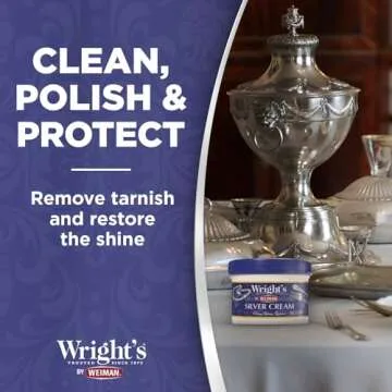 Wright's by Weiman Silver Cleaner and Polish Cream with Polishing Cloth, Ammonia-Free, Gently Clean & Remove Tarnish without Scratching