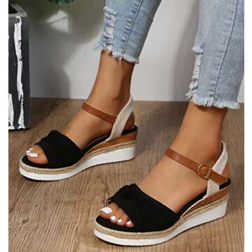 ZBYY Women Summer Wedges Sandals Stylish Peep Toe Espadrille