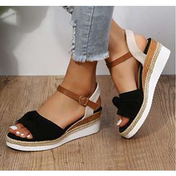 ZBYY Women Summer Wedges Sandals Stylish Peep Toe Espadrille